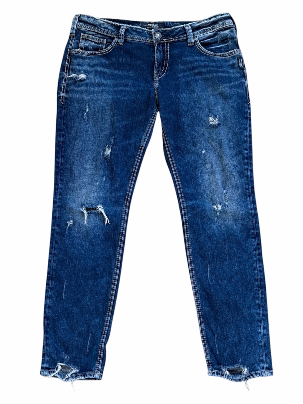 Silver Jeans Sam Distressed Boyfriend Jeans Size 29‎